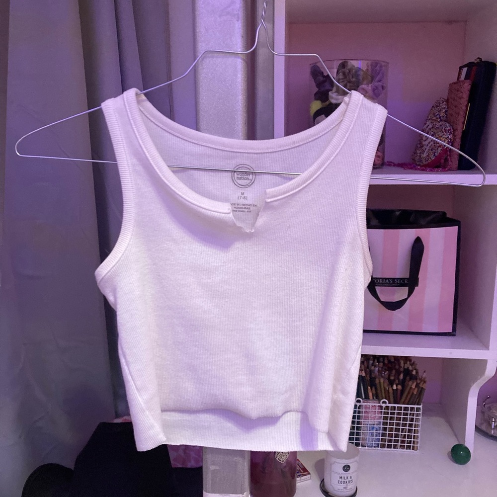 White Ribbed Tank Top - Picture 3 of 4
